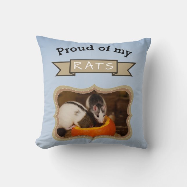Add Your Pet Rats Photo Rat Throw Pillow (Front)