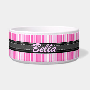 Add Your Pet's Name Pink Stripes Large Bowl