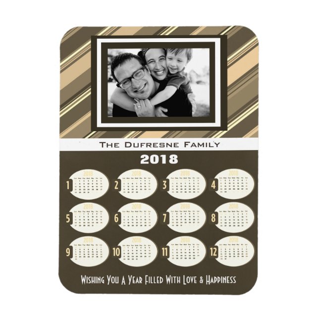 Add Your Photo 2018 Calendar Beige Magnet (Vertical)