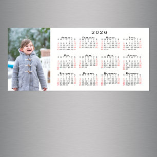 Add Your Photo 2026 Calendar on White Magnet