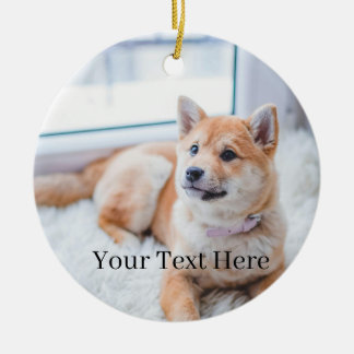 Add Your Photo and Text 2 Sided Customized Ceramic Ornament