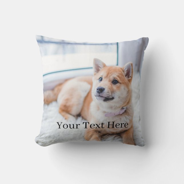 Add Your Photo and Text 2 Sided Customized Throw Pillow (Front)