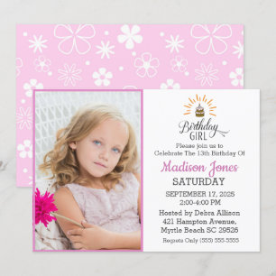 Add Your Photo Birthday Girl Birthday Party Invitation