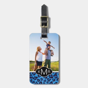 Add Your Photo   Blue Leopard Texture Luggage Tag