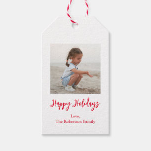 Add Your Photo Christmas or Holiday Tag, Minimal Gift Tags