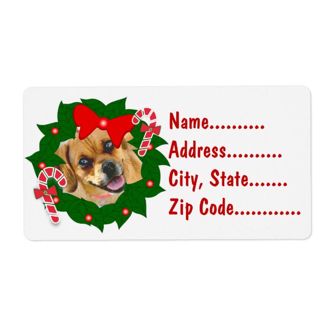 Add Your Photo Christmas Wreath Shipping Labels (Front)