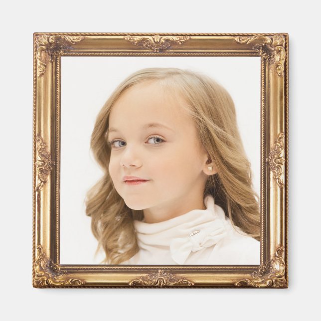 Add YOUR PHOTO Custom Gold Frame Magnet (Front)