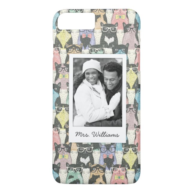 Add Your Photo | Cute Hipster Cats Pattern Case-Mate iPhone Case (Back)