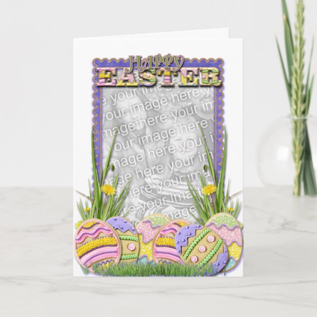 ADD YOUR PHOTO - Easter Egg Cookies Holiday Card (Front)