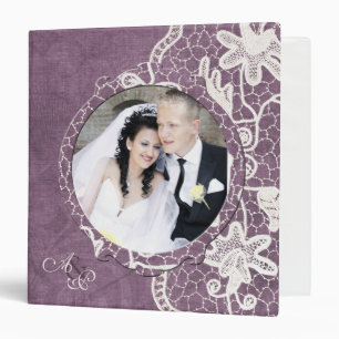 Add Your Photo Elegant Lace Texture Lovers Wedding Binder