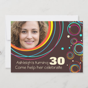 Add your photo funky 30th birthday invite