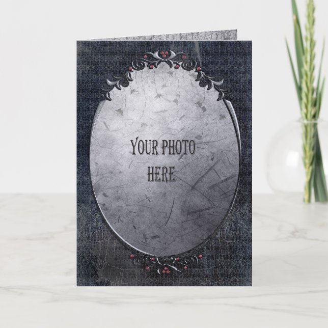 Add your photo Gothic Cobwebs ornate Frame Card (Front)