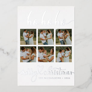 ADD YOUR PHOTO Ho Ho Ho Merry Christmas Foil Holiday Card