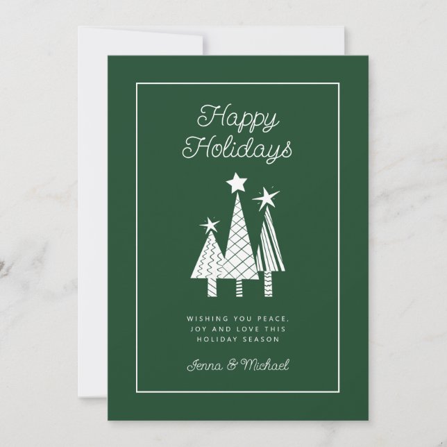 ADD YOUR PHOTO | Holidays Modern Christmas Tree Invitation (Front)