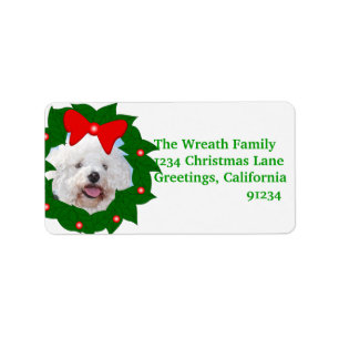 Add Your Photo In Christmas Wreath Address Labels