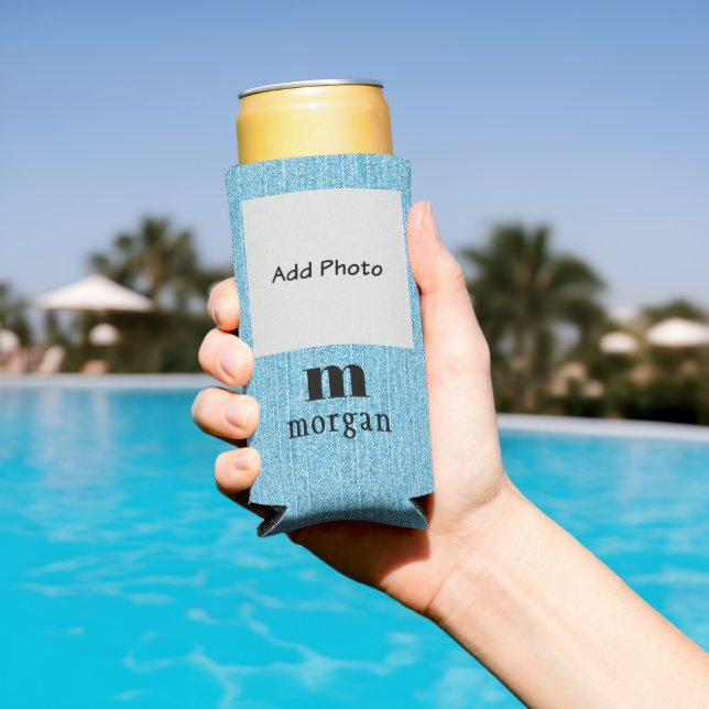 Add Your Photo Initial Name, Trendy Slim Seltzer Can Cooler (In Situ Pool)