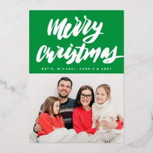 ADD YOUR PHOTO Merry Christmas Foil Holiday Car