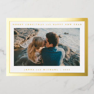 ADD YOUR PHOTO Merry Christmas & Happy New Year Foil Holiday Card