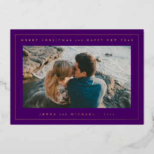 ADD YOUR PHOTO   Merry Christmas & Happy New Year Foil Holiday Card