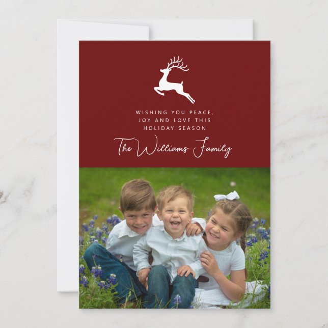 ADD YOUR PHOTO | Merry Christmas Holiday Reindeer Invitation (Front)
