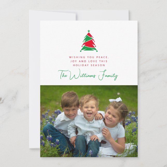 ADD YOUR PHOTO | Merry Christmas Holiday Tree Invitation (Front)