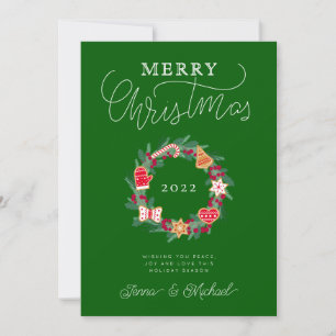 ADD YOUR PHOTO   Merry Christmas Wreath Invitation