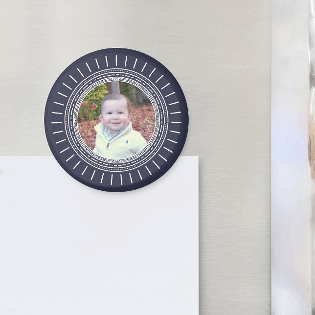 Add Your Photo | Modern Navy Blue & White Magnet (Creator Uploaded)