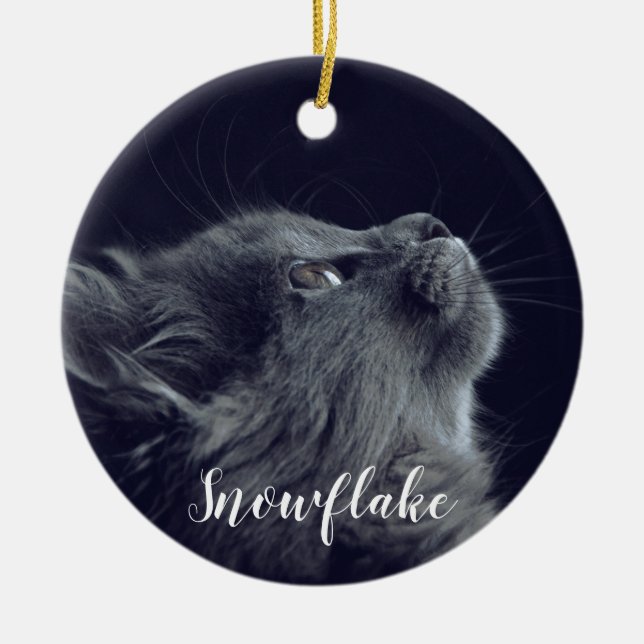 Add Your Photo my pet Cat Christmas Ceramic Ornament (Front)