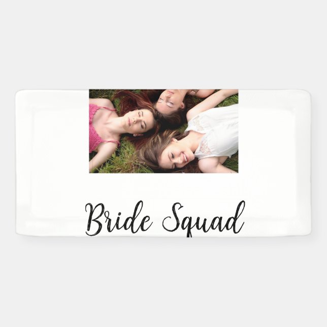 Add your photo name bridesmaid squad bride party  banner (Horizontal)