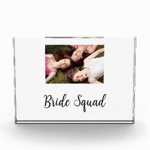 Add your photo name bridesmaid squad bride party  block