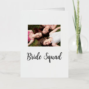Add your photo name bridesmaid squad bride party  foil holiday card