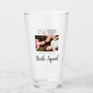 Add your photo name bridesmaid squad bride party  glass