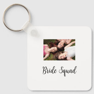 Add your photo name bridesmaid squad bride party keychain