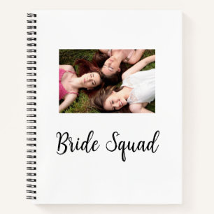 Add your photo name bridesmaid squad bride party  notebook
