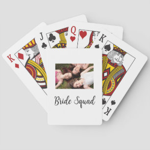 Add your photo name bridesmaid squad bride party  playing cards