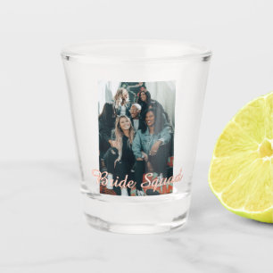 Add your photo name bridesmaid squad bride party shot glass