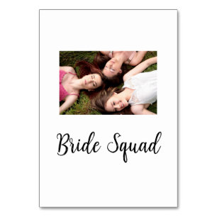 Add your photo name bridesmaid squad bride party table number