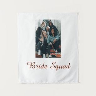 Add your photo name bridesmaid squad bride party tapestry