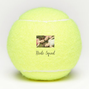 Add your photo name bridesmaid squad bride party  tennis balls