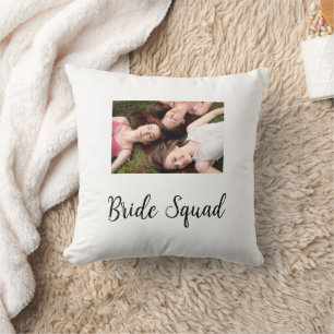Add your photo name bridesmaid squad bride party throw pillow