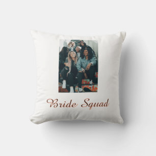 Add your photo name bridesmaid squad bride party  throw pillow