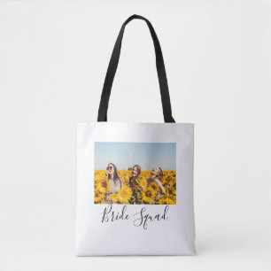 Add your photo name bridesmaid squad bride party  tote bag