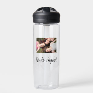 Add your photo name bridesmaid squad bride party  water bottle