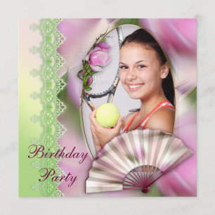 Add Your Photo Pink Magnolia Birthday Party Invitation