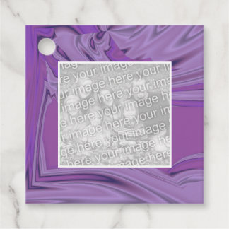 Add your photo purple abstract border favour tags