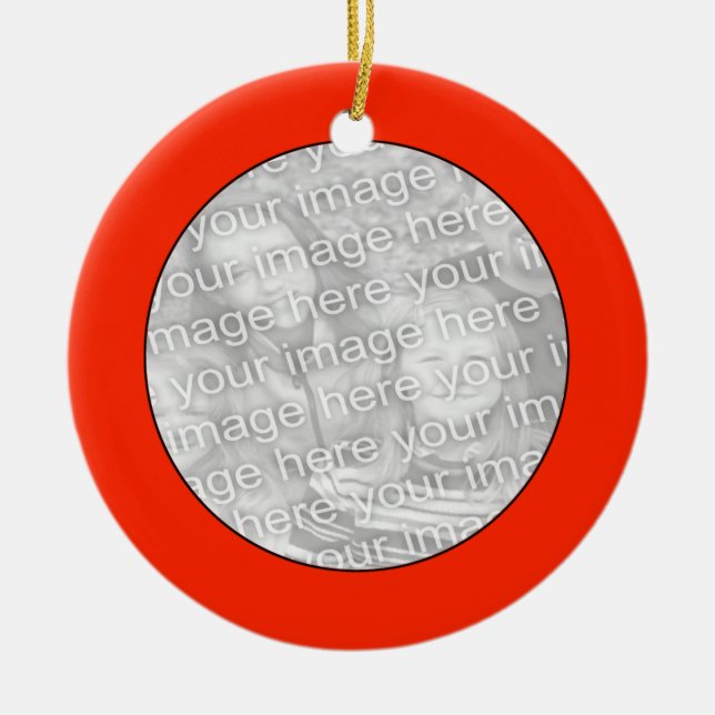 Add Your Photo Red Circle Ornament (Front)