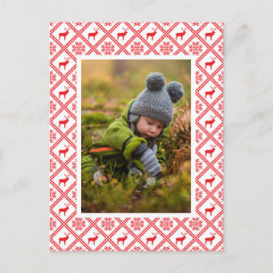 Add Your Photo   Reindeer Sweater Christmas Postcard