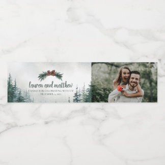 Add Your Photo Rustic Wedding Water Bottle Label