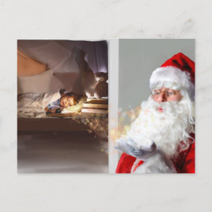 Add your photo Santa visit christmas eve Announcem Announcement Postcard