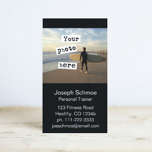 Add Your Photo   Simple Black Professional Business Card